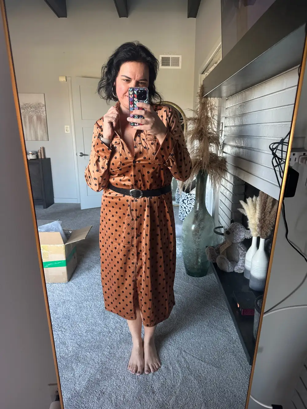 Cotton Polka-Dot Midi Dress