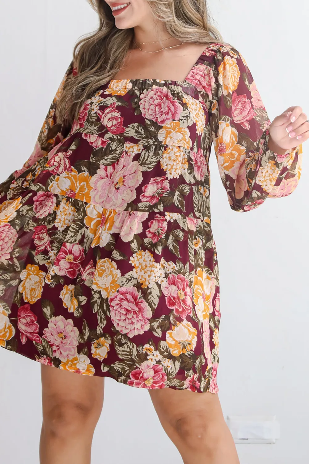 Plum Floral Mini Dress
