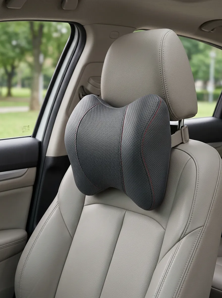 Perforated Leather-Look Car Neck Support Pillow