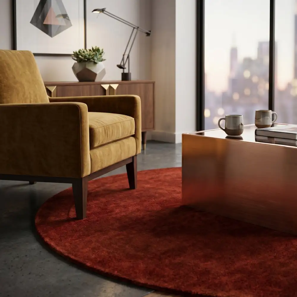 Hand-Loomed Wool Fringe Round Carpet