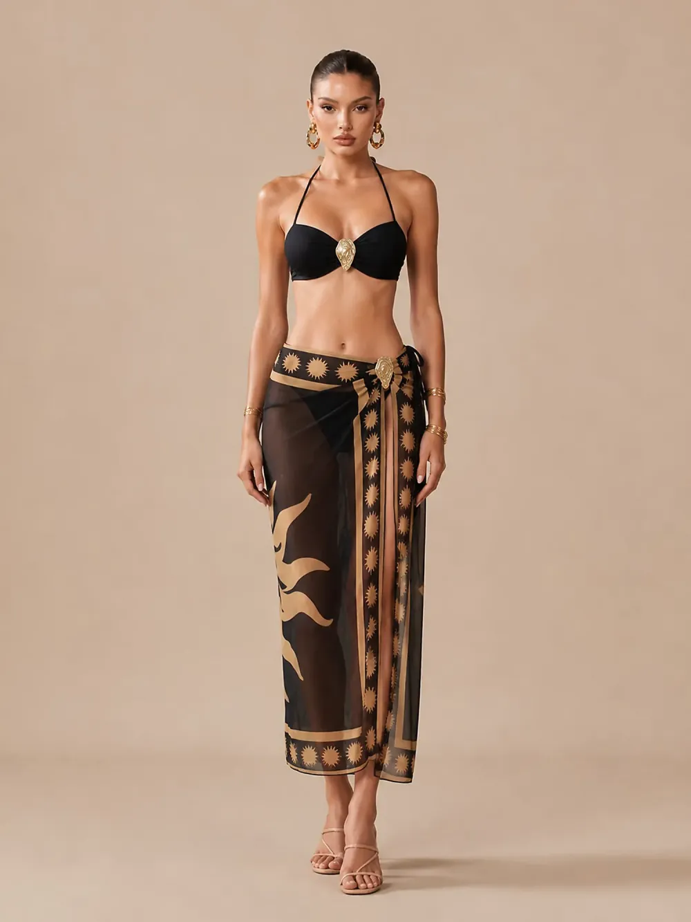 Chloe Printed Lace-Up Bikini Set