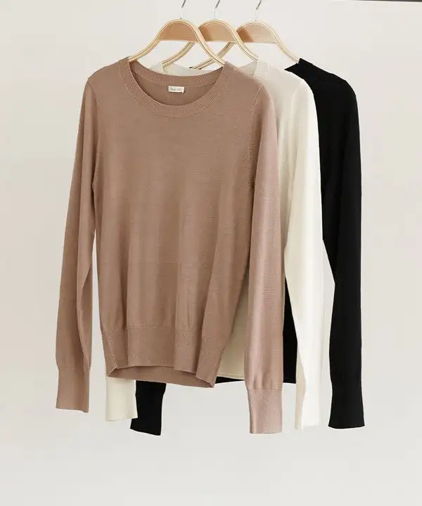 Bamboo Sweater Crew Neck Top Sweatshirt