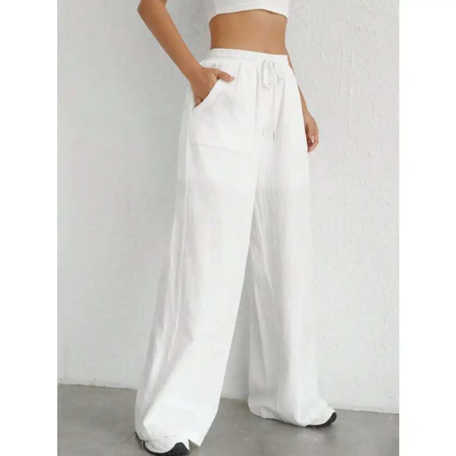 Relaxed Drawstring Wide Leg Pants