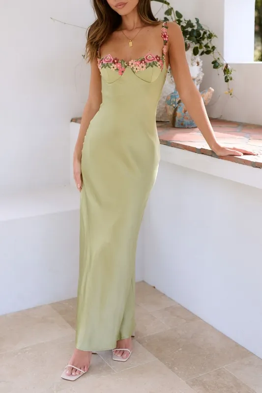 Floral Strap Slim Maxi Dress