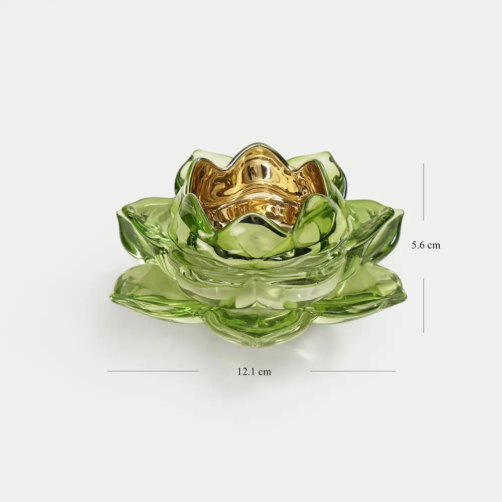 Green Lotus Glass Tealight Holder