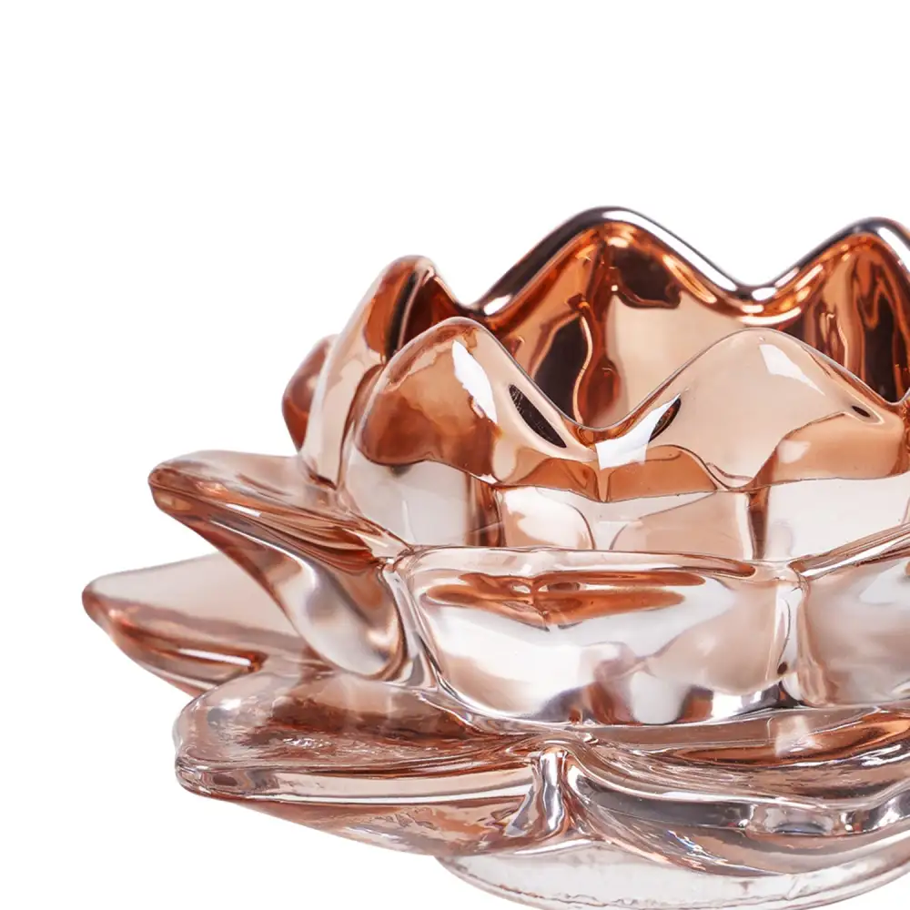 Pink Glass Tealight Holder With Reflective Interior
