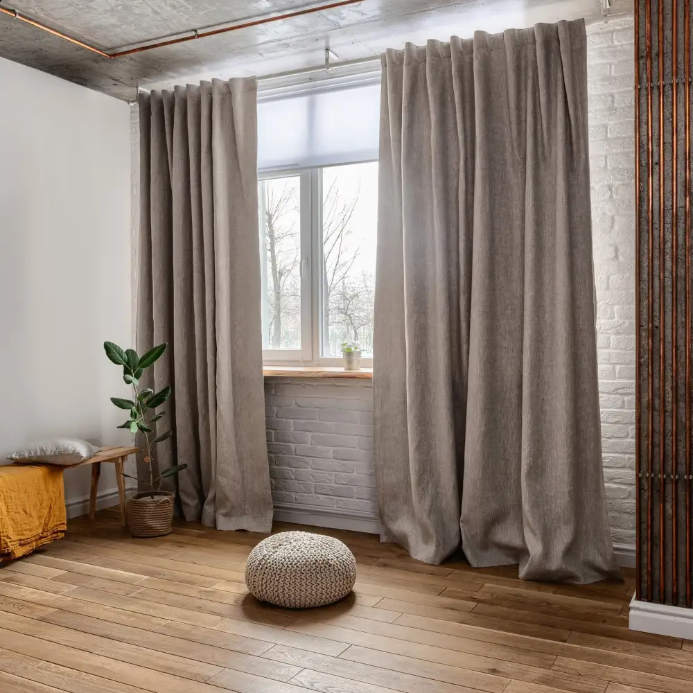 Insulated Back Tab Linen Curtain
