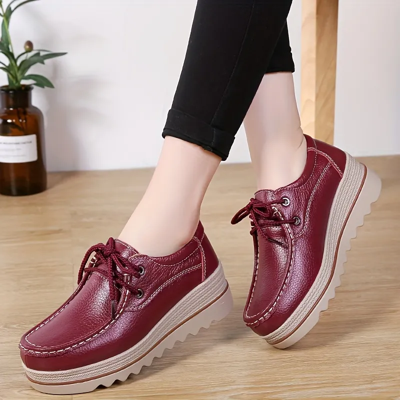 Platform Lace Up Wedge Sole Sneakers