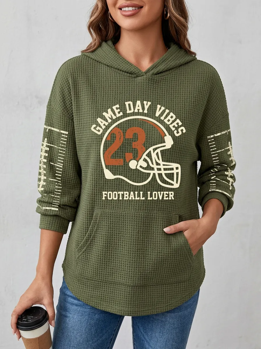 Football Graphic Casual Hoodie
