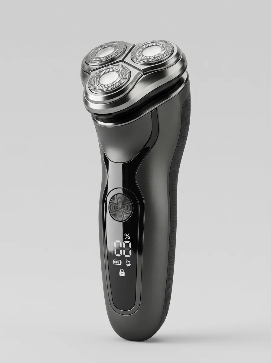 Rotary Triple-Head LED Display Electric Shaver for Regular Facial Care