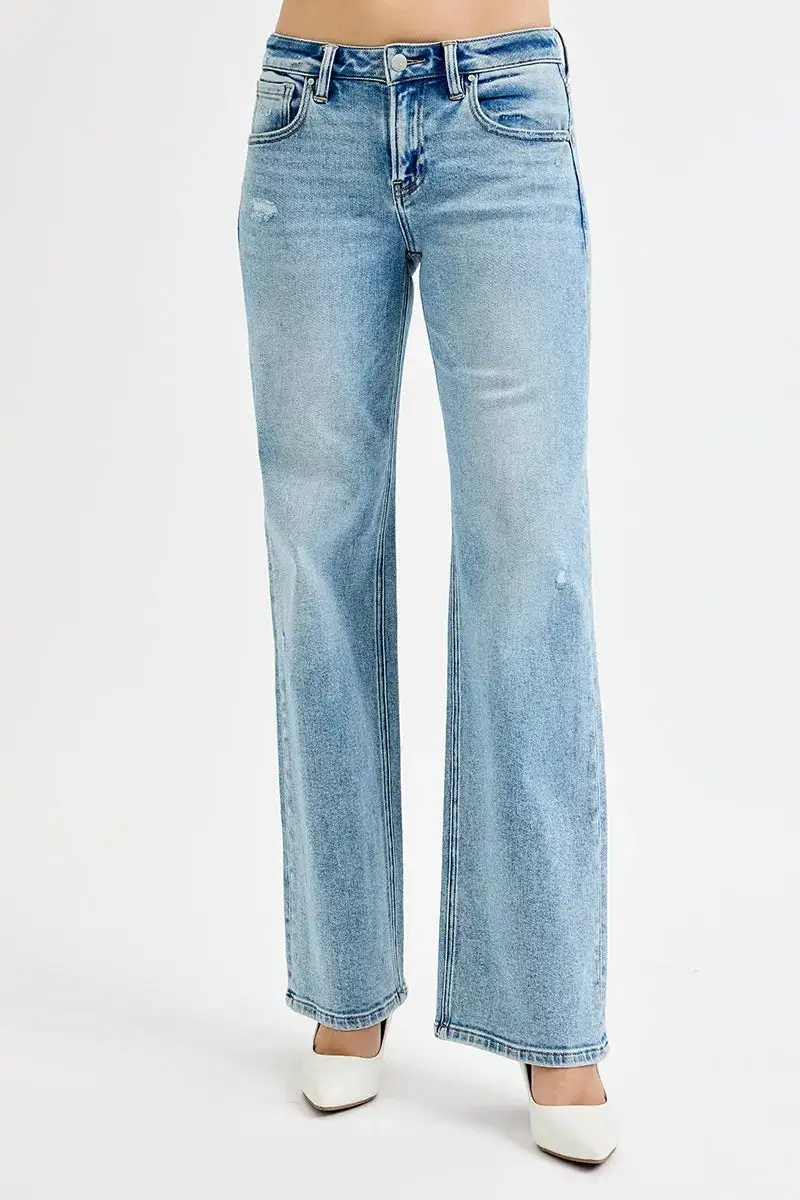 Low Rise Distressed Denim Jeans