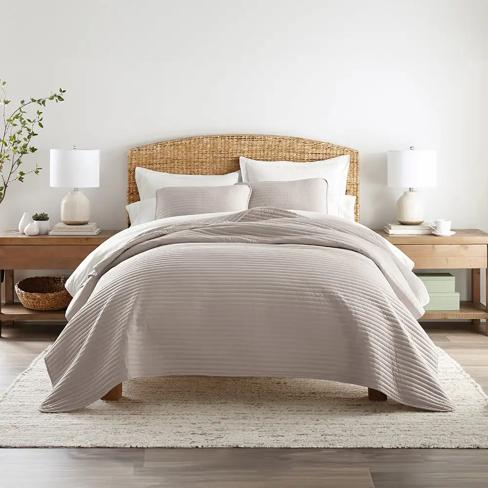 Stripe Stitch Quilted Coverlet Set