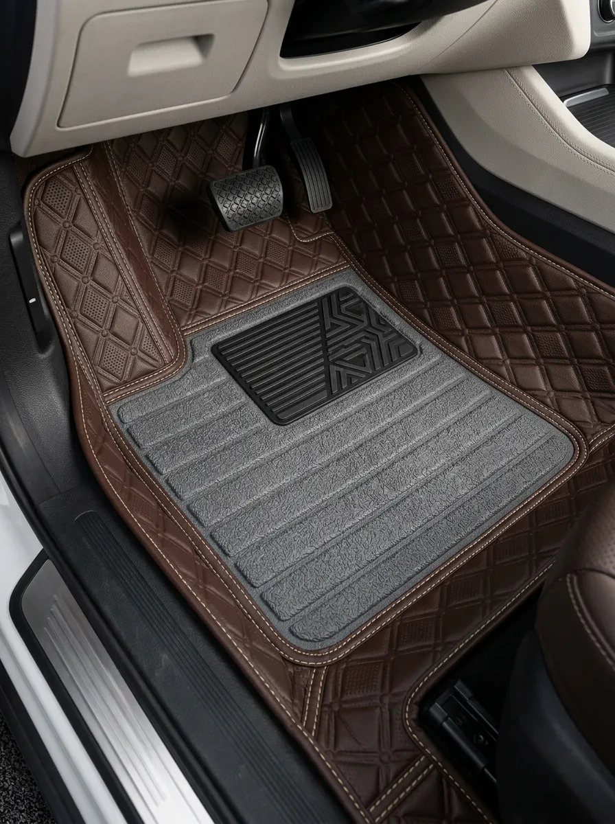 Diamond-Pattern Quilted Car Floor Mats