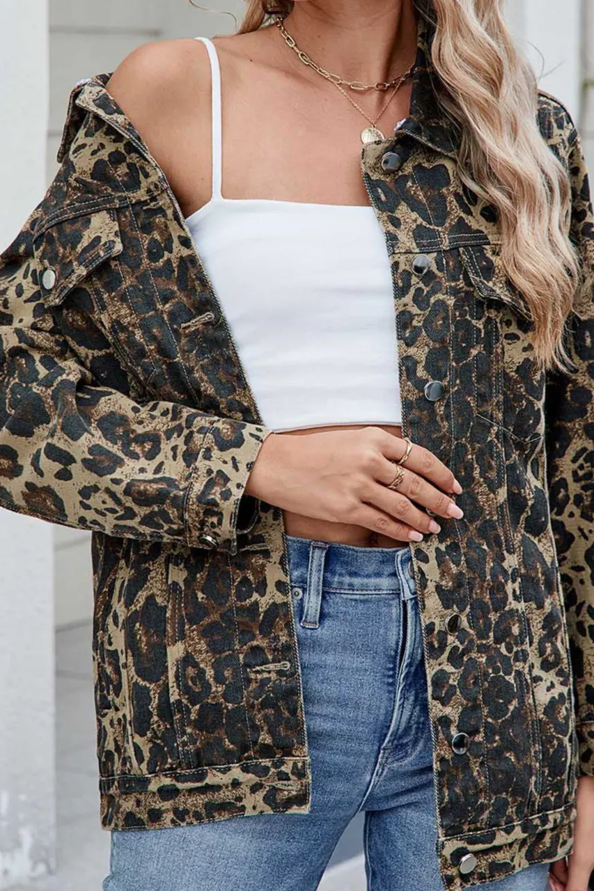Leopard-Print Denim Jacket