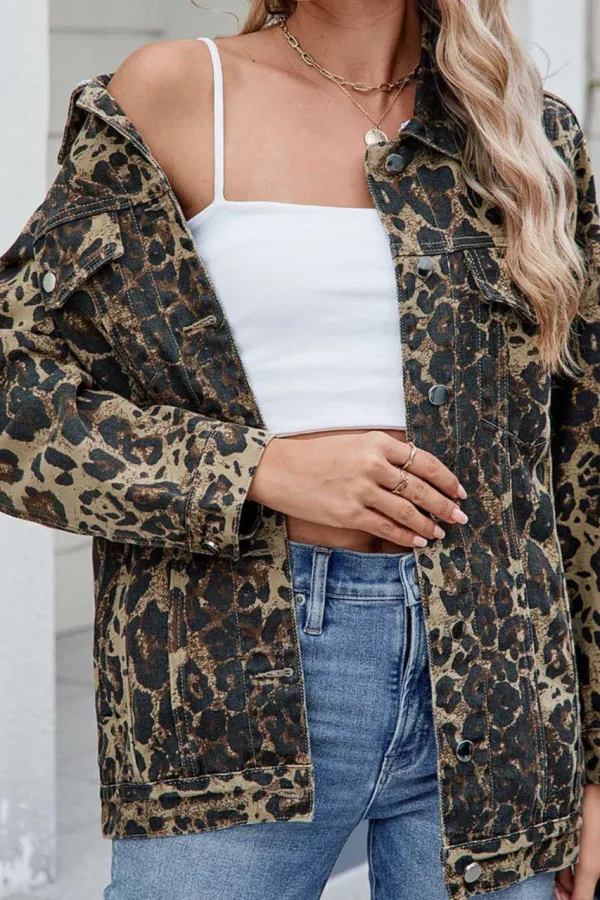 Leopard-Print Denim Jacket