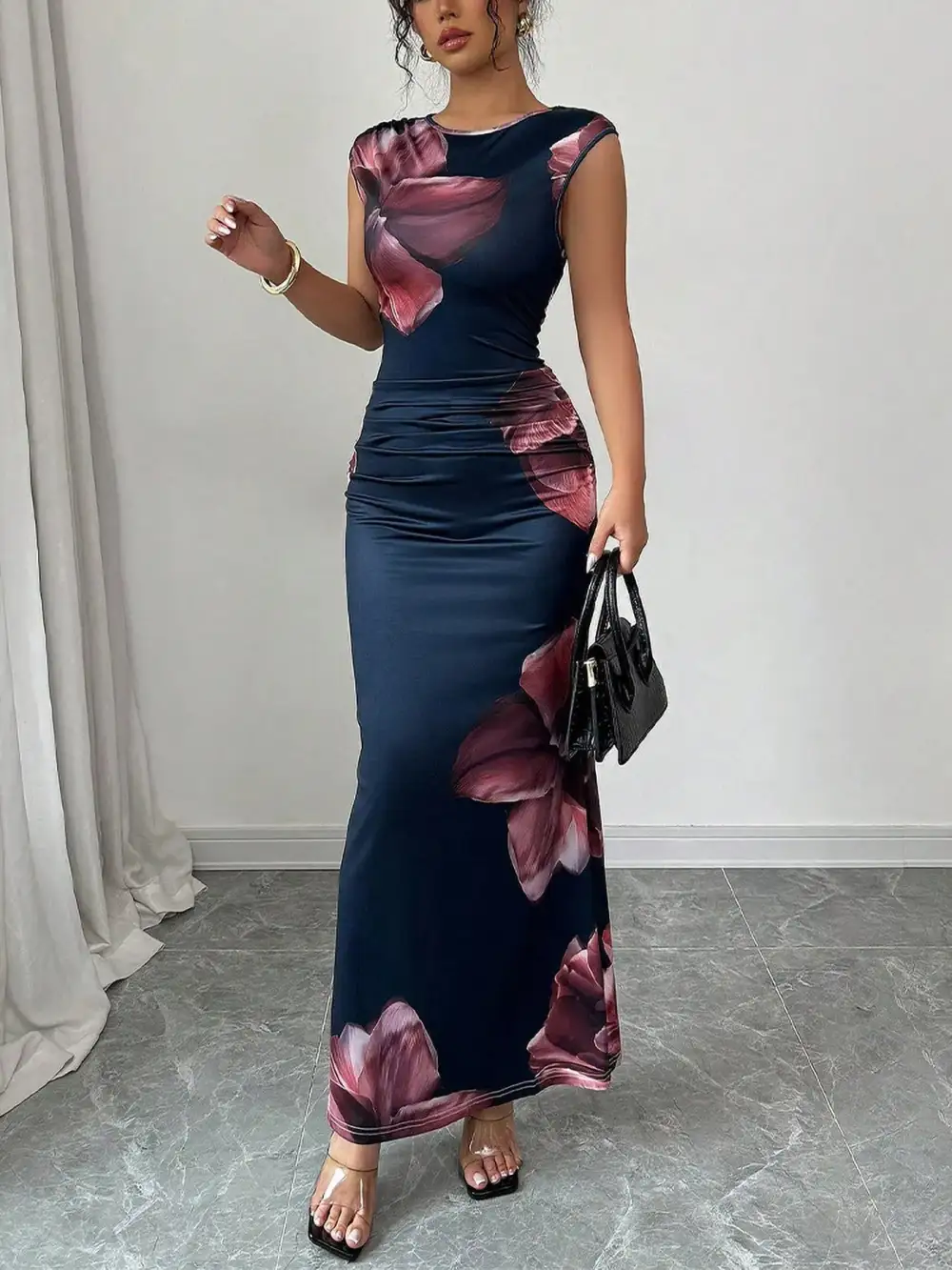 Bodycon Sleeveless Floral Maxi Dress