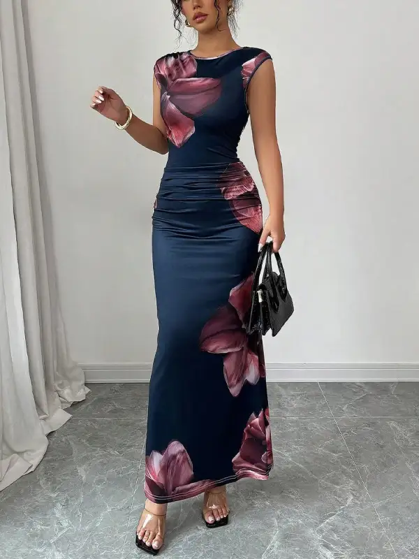 Bodycon Sleeveless Floral Maxi Dress