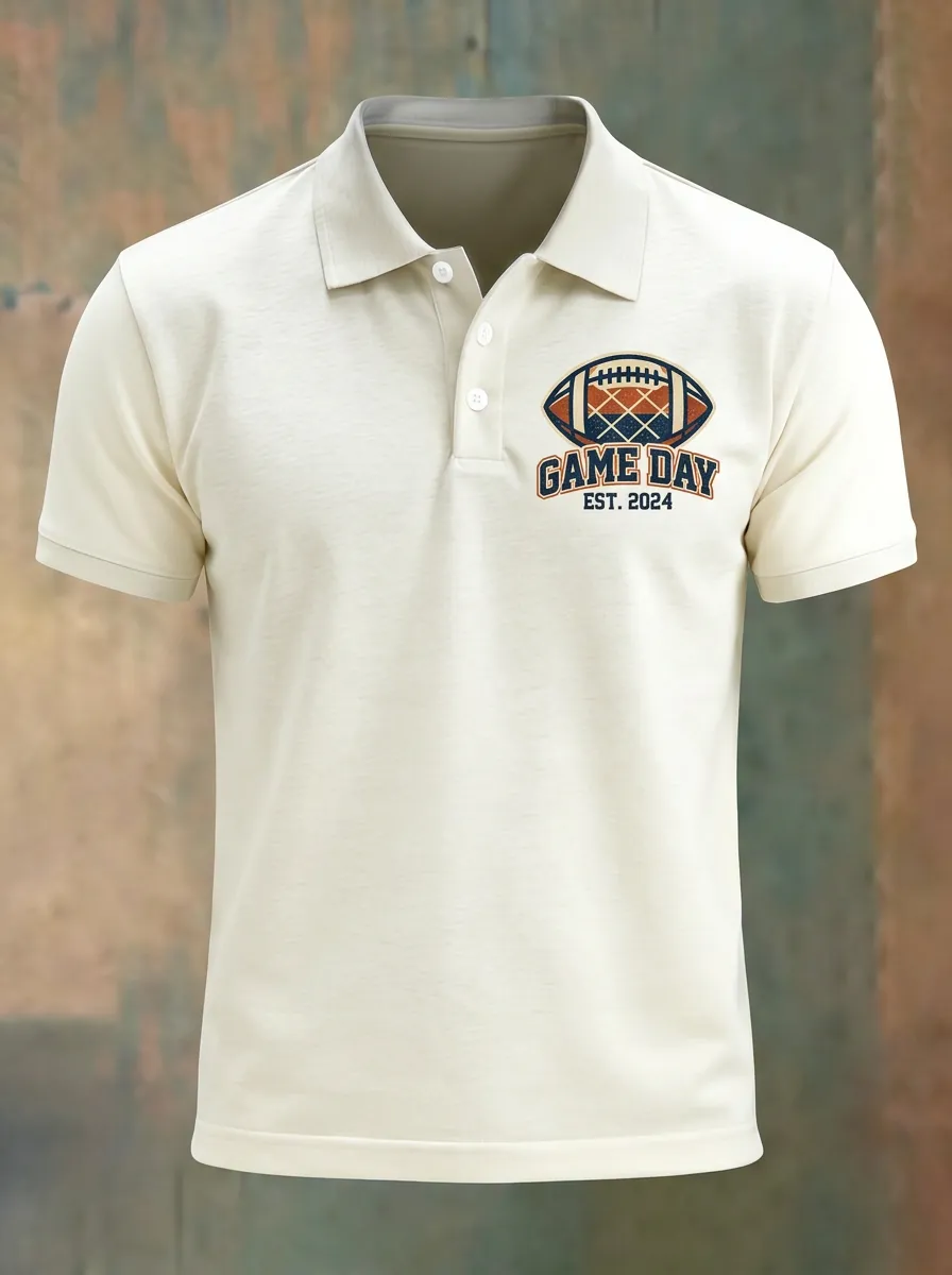 Men's American Football Fan Game Day Printed Polo Shirt