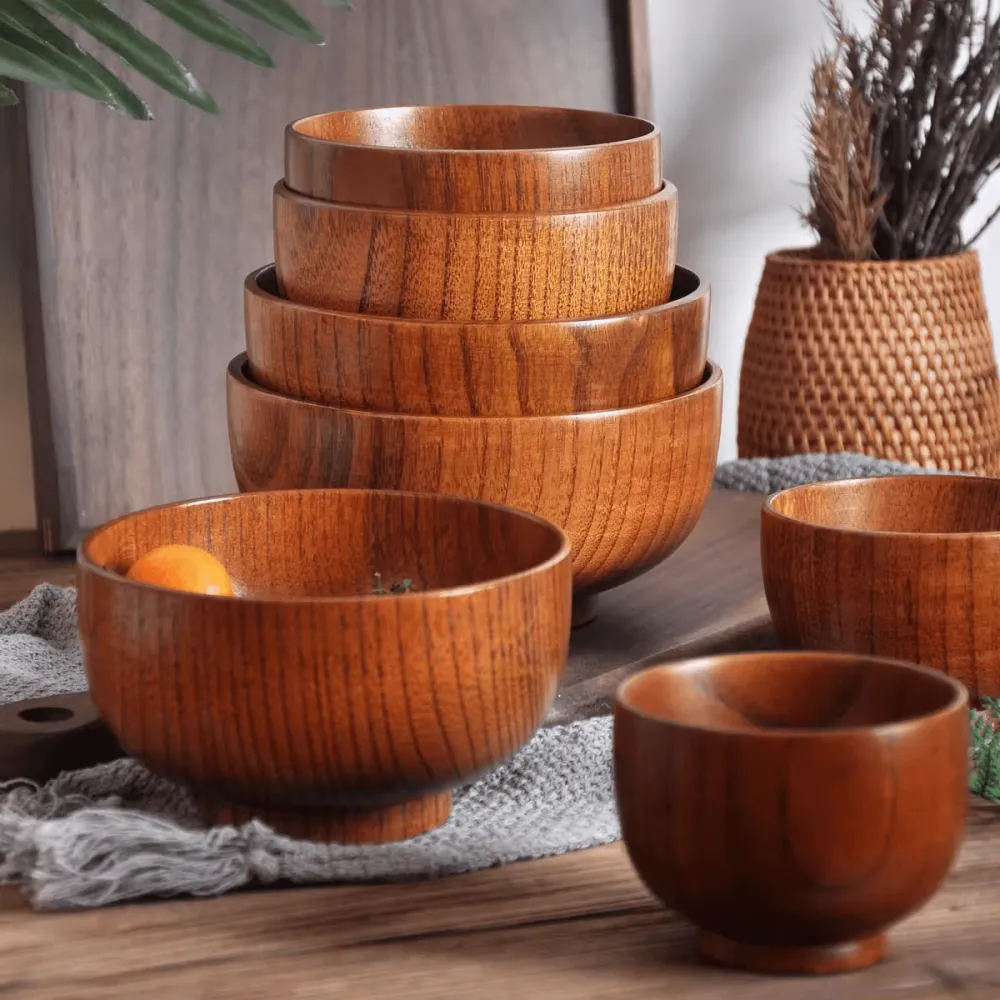 Jujube Wood Serving Bowl Set
