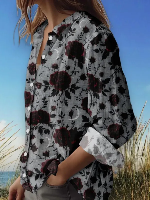 Gothic Rose Print Shirt