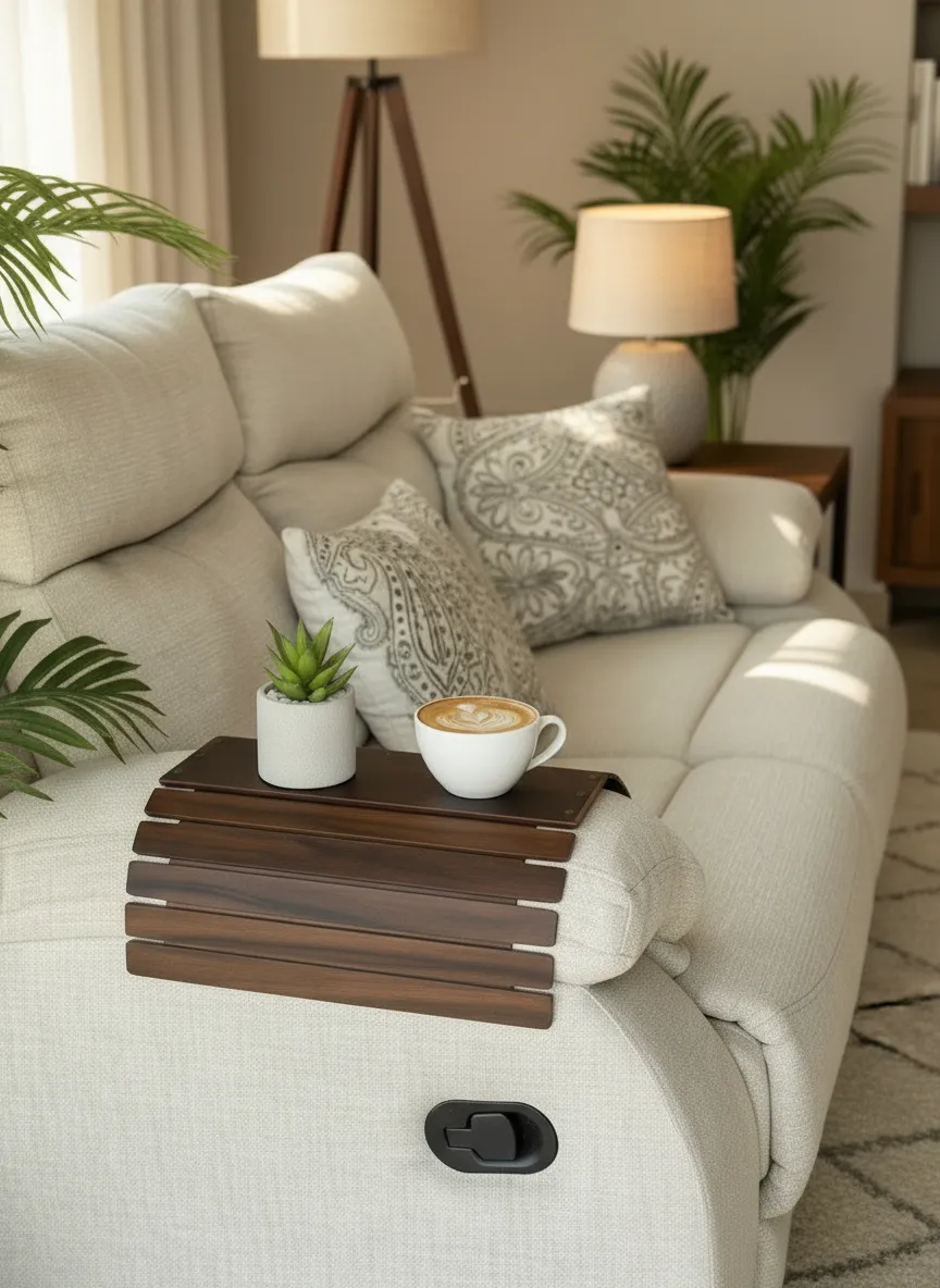 Elm Sofa Armrest Tray Dark Brown
