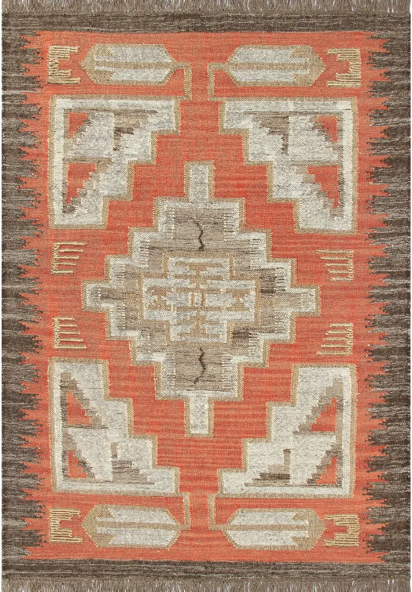 Flatweave Geometric Floral Wool Runner Rug