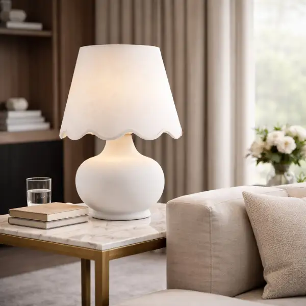 Scalloped Raffia Table Lamp
