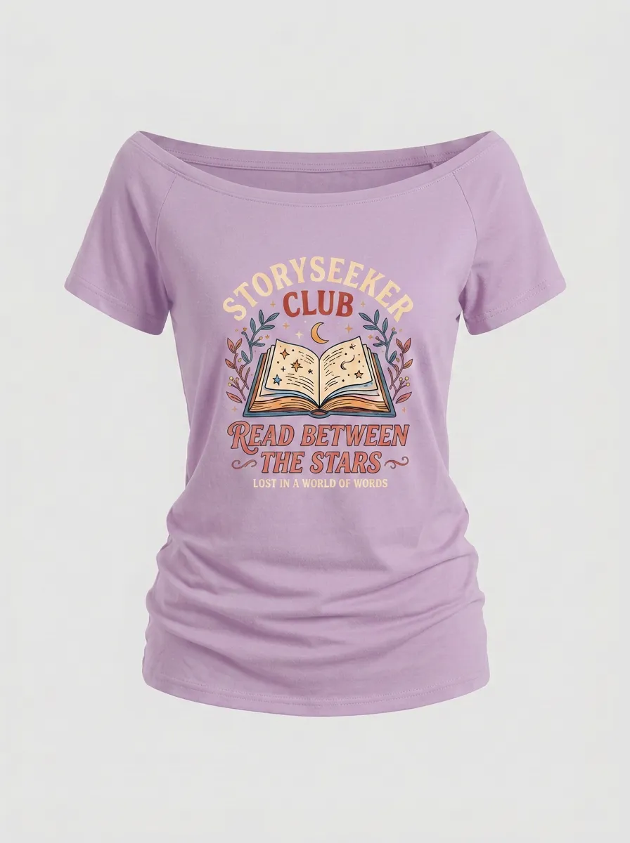 Book Lover Storyseeker Celestial Off-Shoulder Top