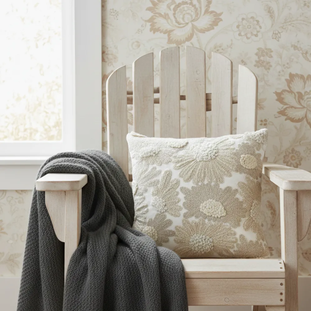 Embroidered Textured Cotton Decorative Cushion Cover