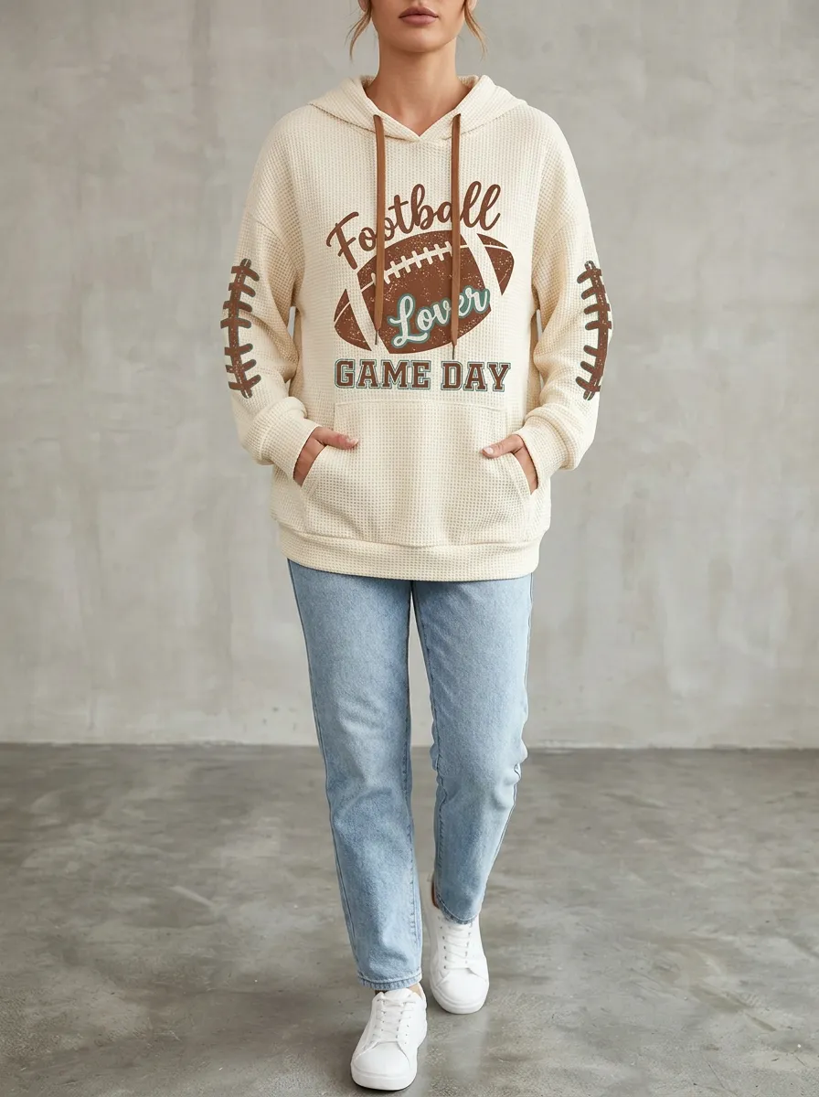 Football Graphic Casual Hoodie