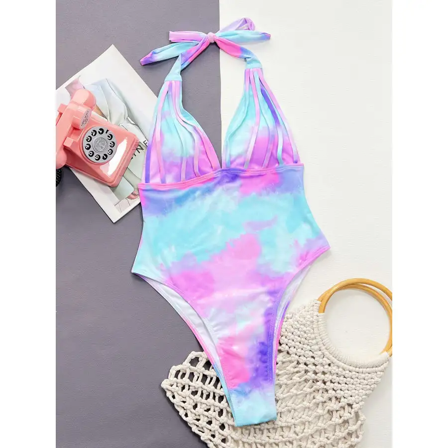 Women's Halter Tie-Dye One-Piece Swimsuit