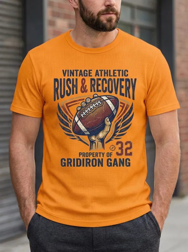 Men's American Football Rush & Recovery Winged Ball Printed T-shirt