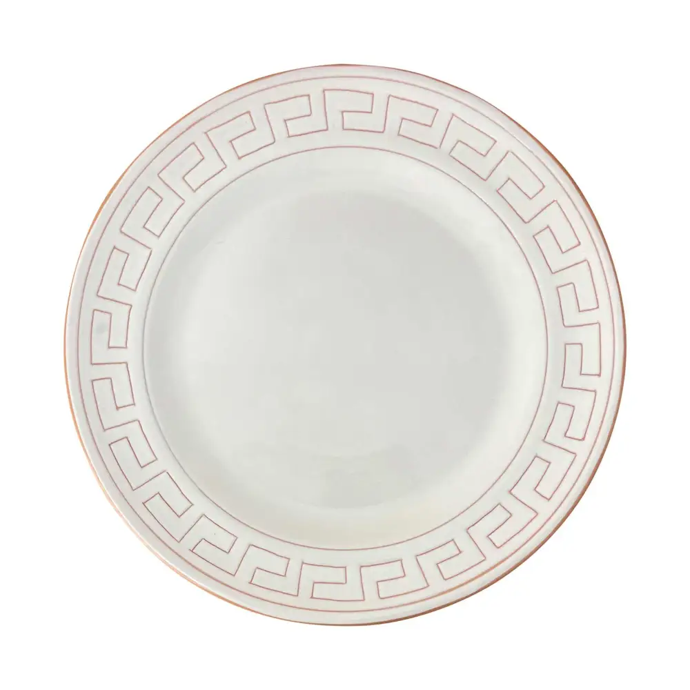 Meander-Motif Ceramic Dinner Plate