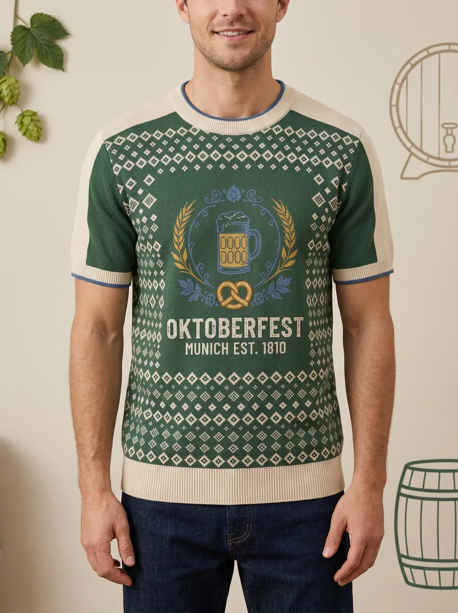 Heritage Beer Motif Knit Shirt