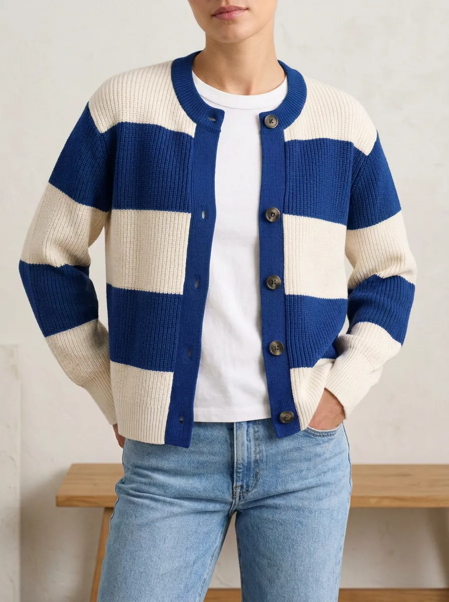 Statement Rugby Striped Knit Cardigan