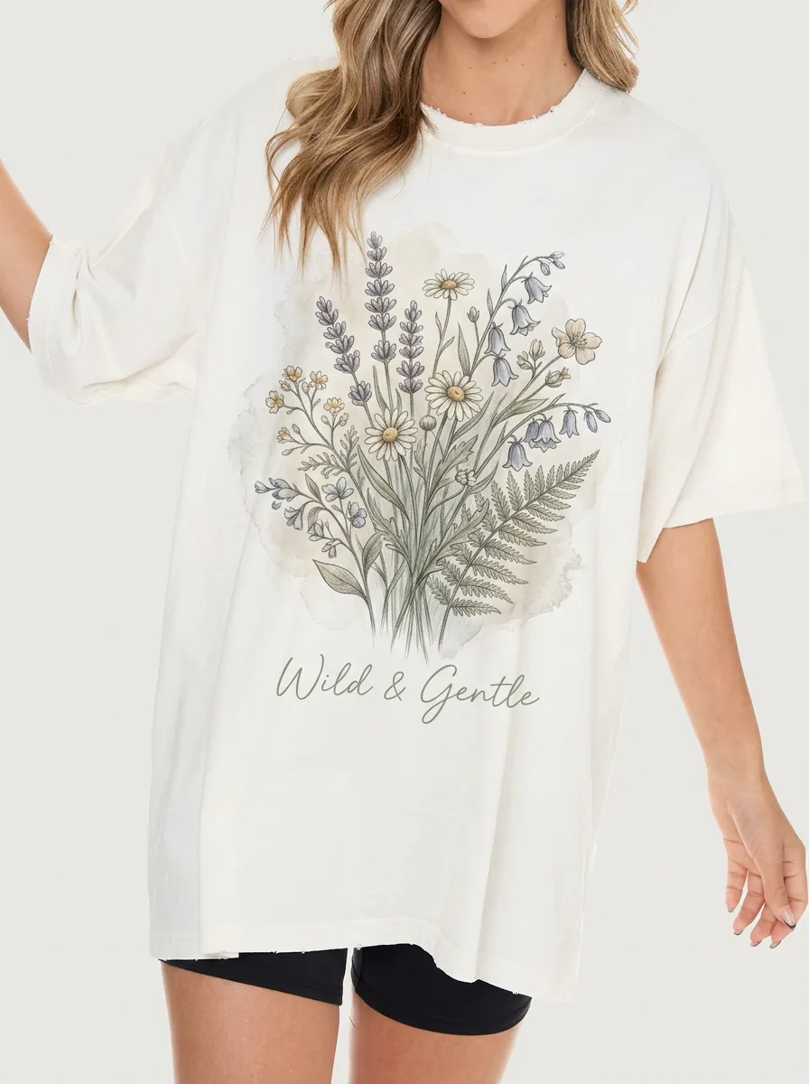 Women's Wildflower Bouquet Wild & Gentle Printed T-shirt