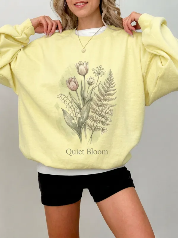 Women's Botanical Nature Lover Quiet Bloom Printed Sweatshirt