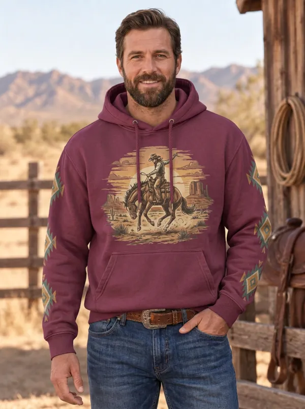 High Desert Horse Desert Sunset Prairie Look Men's Western Sweatshirt