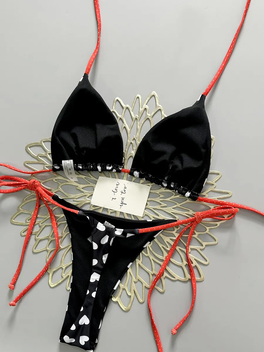 Adelaide Heart-Print Bikini Two Piece Set