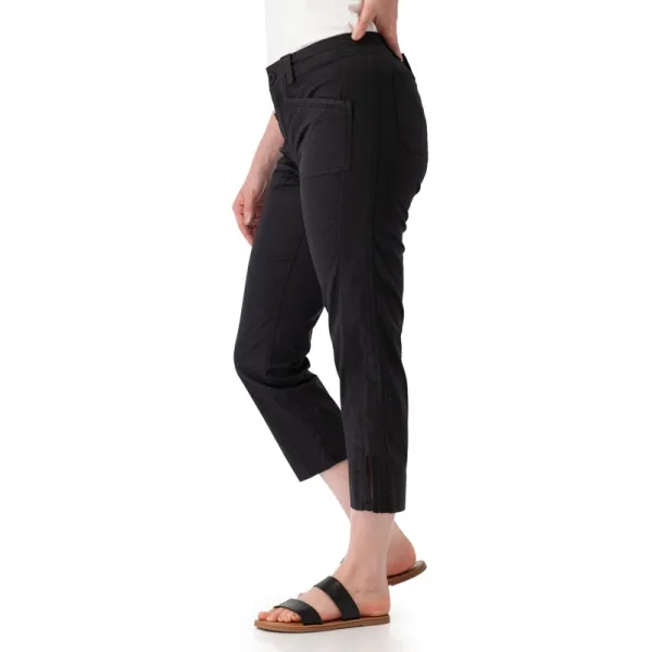 Cotton Button-Front Cropped Pants