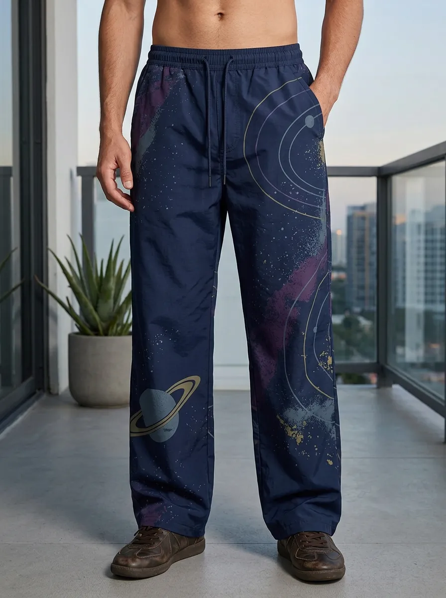 Men's Space Astronomy Lover Saturn Planet Printed Pants