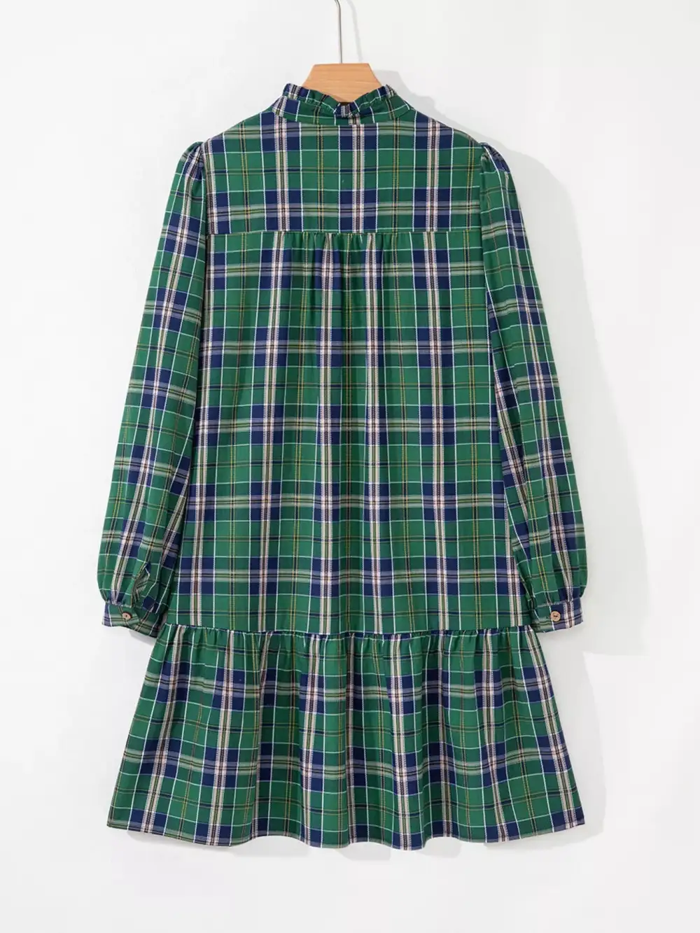Plaid Ruffle Long Sleeve Mini Dress