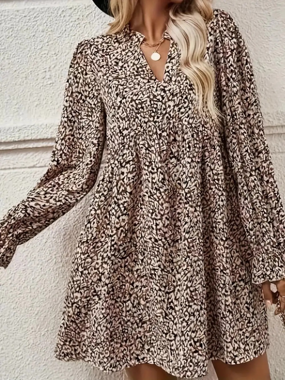 Relaxed Shape Notched Mini Dress