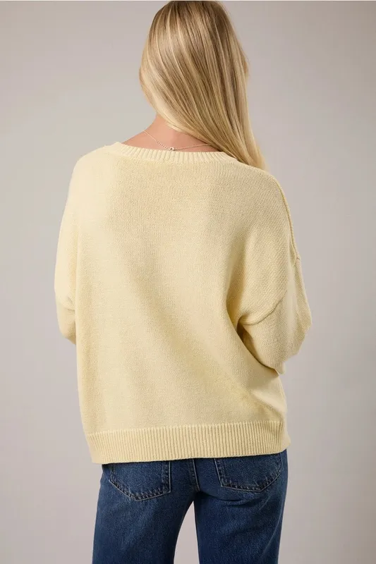 Yellow Cotton Blend Relaxed Top