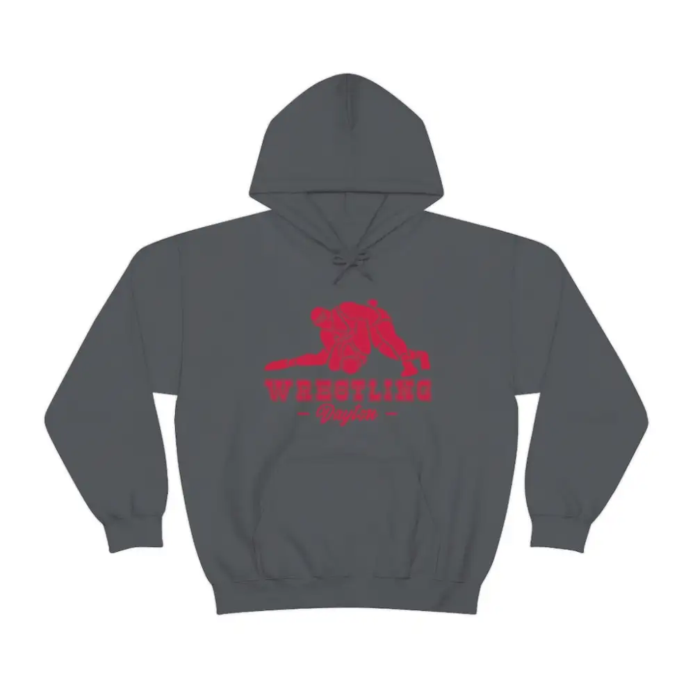 Soft Fleece Bold Print Wrestling Graphic Pullover Hoodie