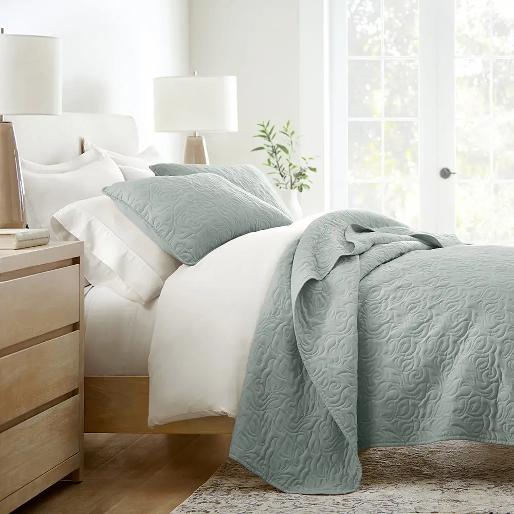 Floral Stitch Quilted Coverlet Set