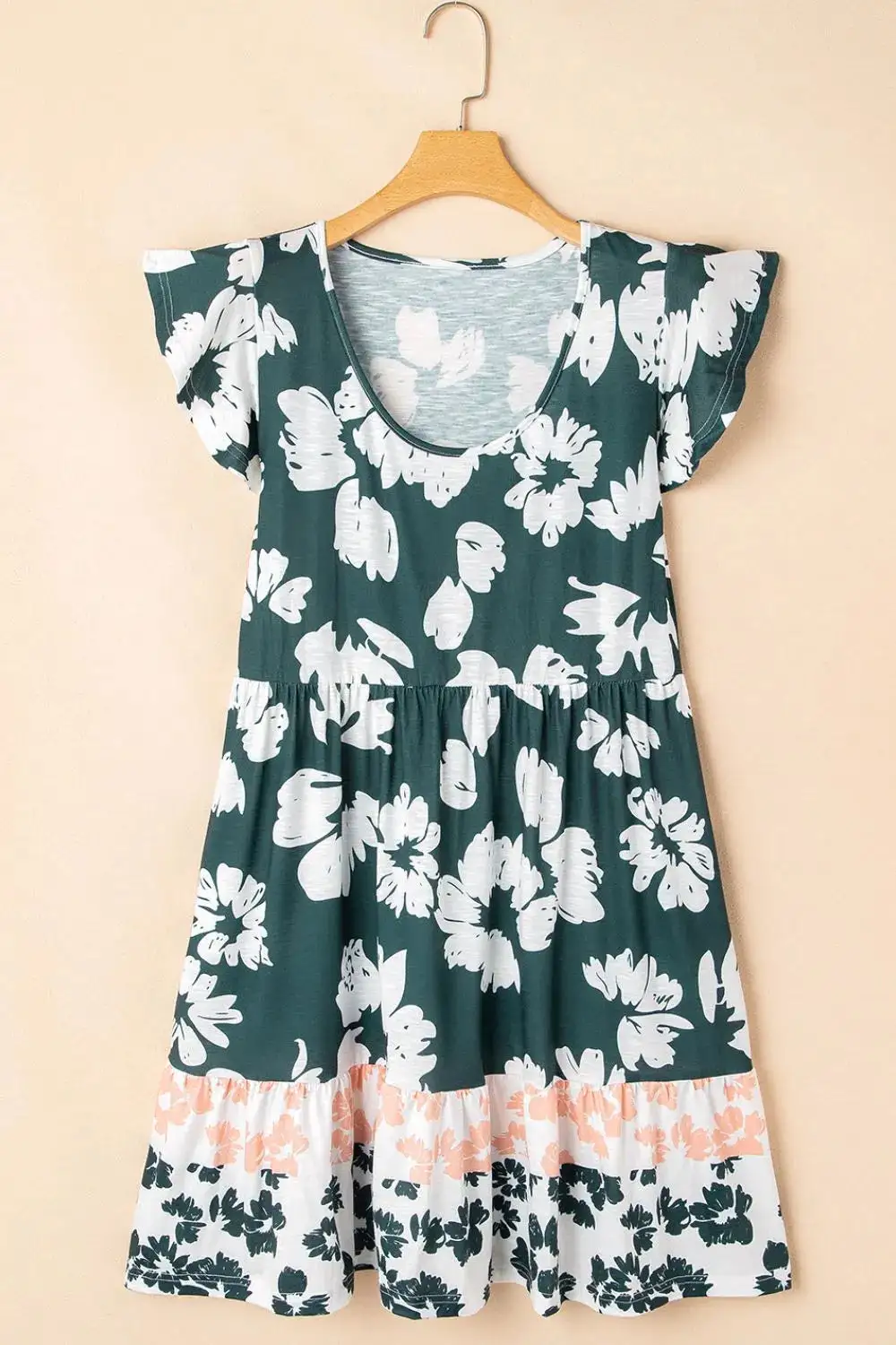 Relaxed Ruffle Trim Mini Dress