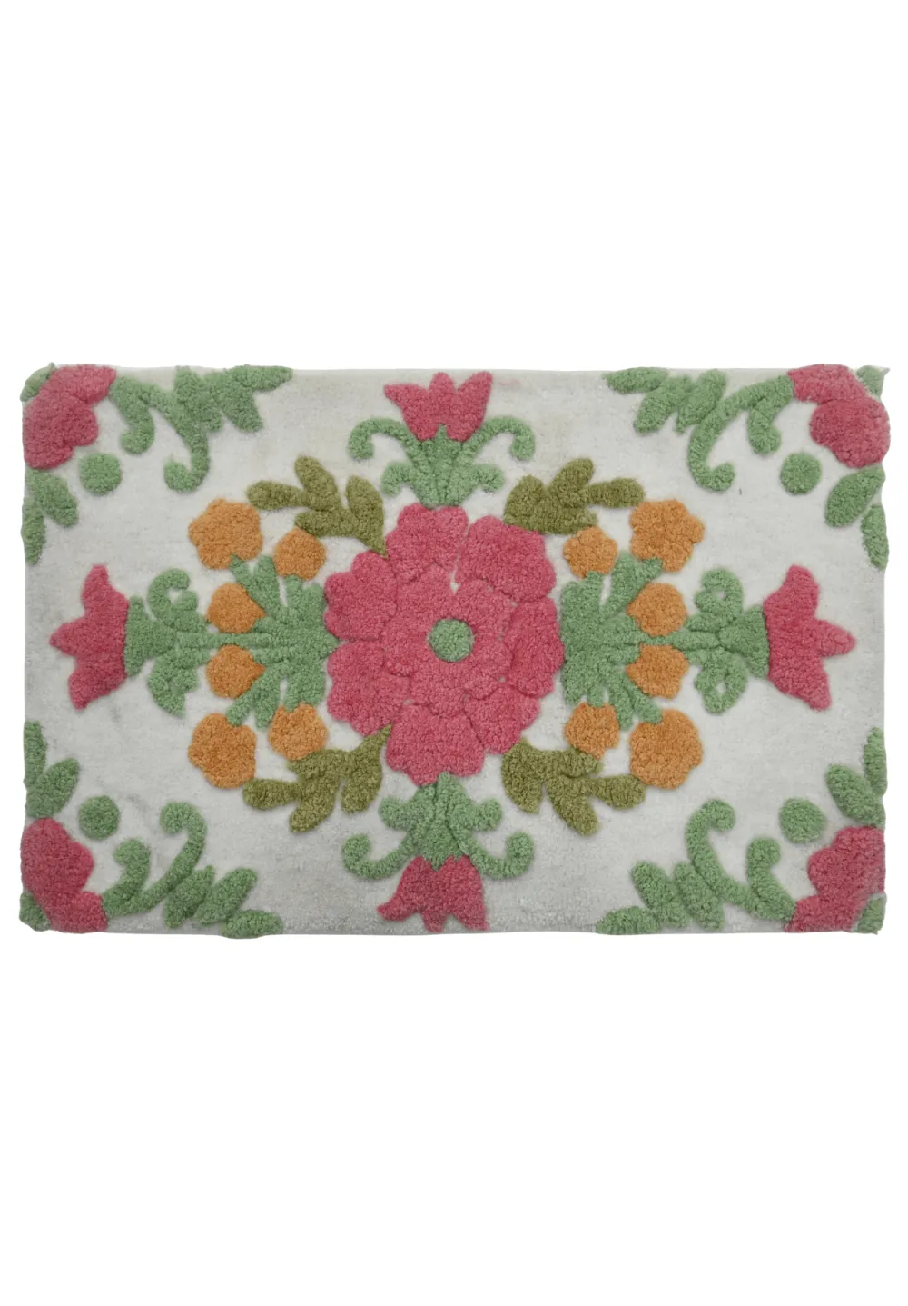 Absorbent Woven Floral Cotton Bathroom Mat