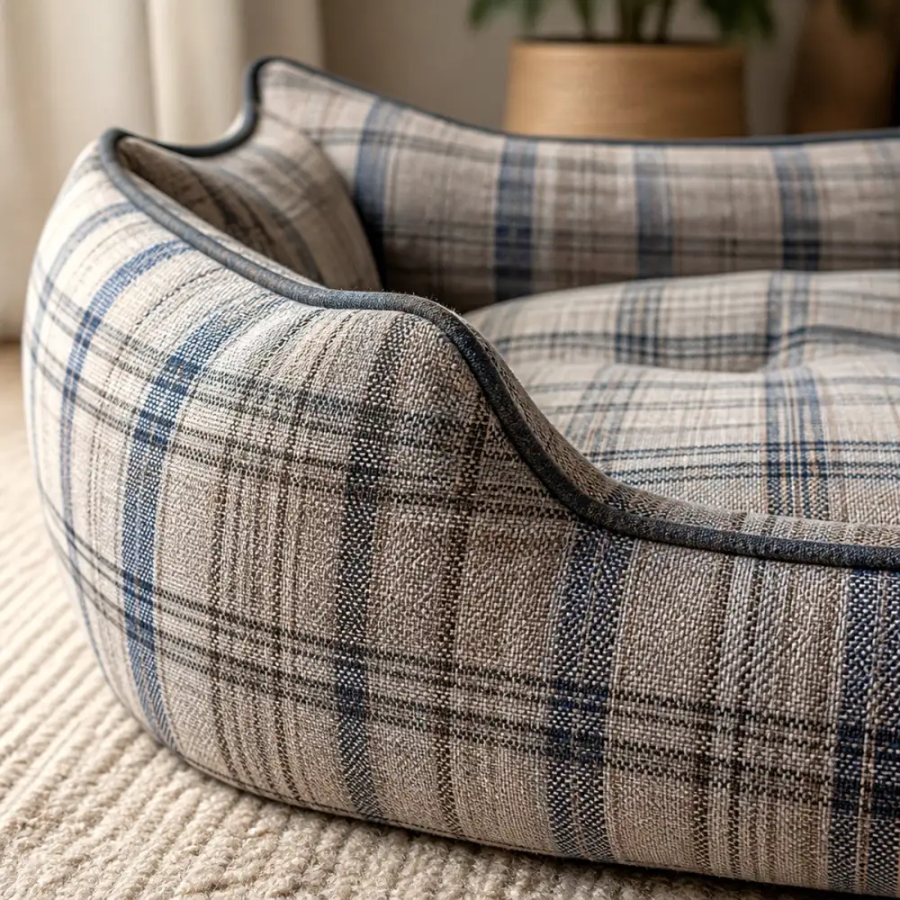 Plaid Bolster Pet Sofa Bed