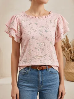 Bird Butterfly Floral Women's Loose Printed Blouse